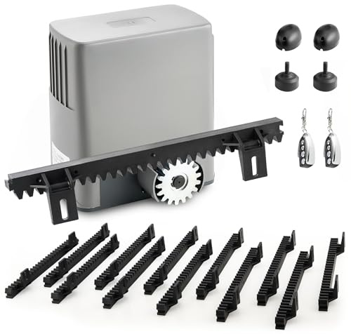 CO-Z 1400lb Rack Driven Sliding Gate Opener with Alarm System, 280W Automatic Gate Opener with Remote Controls, Electric Gate Motor for Gates up to 40ft, Complete Rack Gate Operator Kit for Driveways