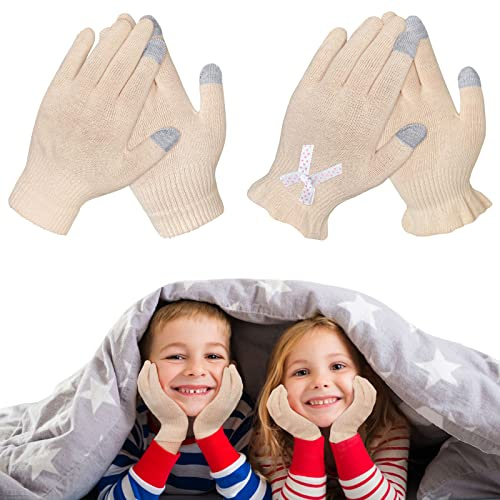Migliore Wear 2 Pairs Kids Moisturizing Gloves, Kids Cotton Gloves for Eczema, Touchscreen Design Overnight Kids Gloves for Dry Hands, Eczema Gloves for Children Age 7-12