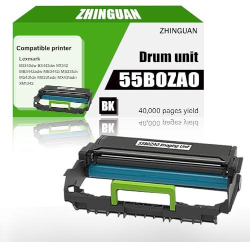 ZHINGUAN Wiederaufbereitete Trommeleinheit 55B0ZA0 Fotoleitereinheit für B3340 B3442dw Bildeinheit funktioniert für Lexmark B3340dw B3442dw M1342 MB3442adw MB3442i MS331dn MS431dn MX331adn MX431 adn