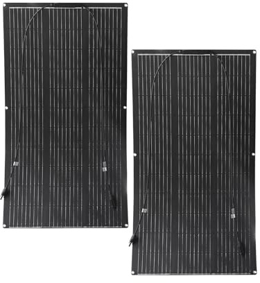 Aysolar 200W 12V Panel Solar Flexible 2x100W ETFE Portátil Placa Solar Monocristalino Fotovoltaico para Barcos, Remolques, Autocaravana, Camper, Caravana, Batería y Superficies