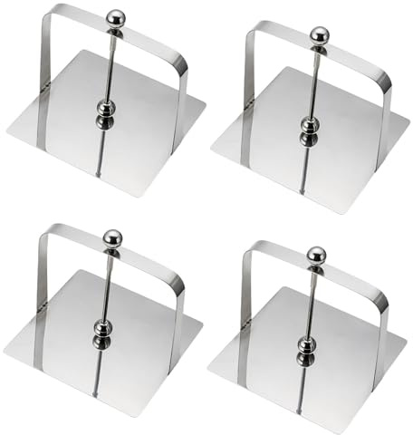 4er Set Serviettenhalter aus Edelstahl | 4-Stück Serviettenhalter mit Gewicht | 13,4 x12 x 13,4cm Serviettenständer mit Beschwerer | Serviettenspender - Serviettenbox | massiver Tischserviettenhalter