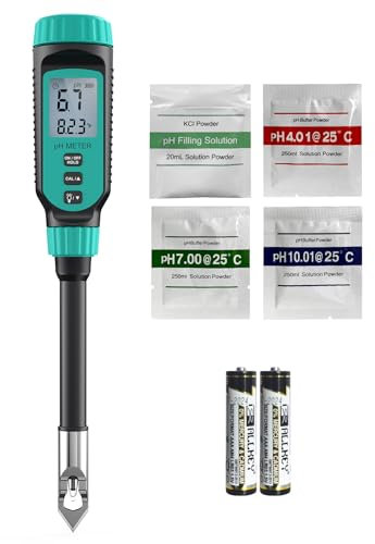 Tadeto pH Mètre pour Sol, kit de test de pH Nnumérique pour le sSol, le Jardin, l'eau, les Solutions et les Aaliments avec Couvercle de Protection en Alliage et Affichage LCD