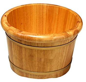 HIARAN Fußbad aus Holz, Fußbad-Wanne, Fußbad-Eimer, Fußwaschbecken für Fußbad, Fußbad aus massivem Eichenholz, Fußbad-Eimer als Geschenk Lucky Star