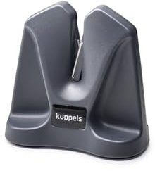 Kuppels Messerschärfer EASY SHARP, 3-stufiger Schleifer, grau, 9,5 cm | Platzsparender, manueller Messerschärfer für Küchenmesser, Outdoormesser, Scheren, Jagdmesser und Beile