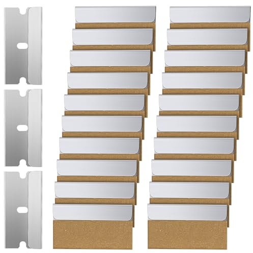 100 Pcs Scraper Blades, Razor Blade for Scraper, Car Scraper Replacement Window Glass Paint Scraper Cleaning Tool, Plastic Scraper Blades, Ceramic Hob Decal Remover(Metal)