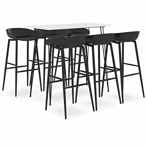 Brokky 7-TLG. Bar-Set Stehtisch Outdoor Bartisch-Set Bar MöBel Bar Outdoor Theke Garten Theke Bar Weiß und Schwarz 3057423