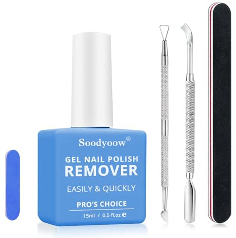 soodyoow 15ml Gel Nail Polish Remover, Fast Gel Polish Remover, with Nail File & Nail Polish Scraper, Easily & Quickly Remove Nail Polish, Doesn't Hurt Nails