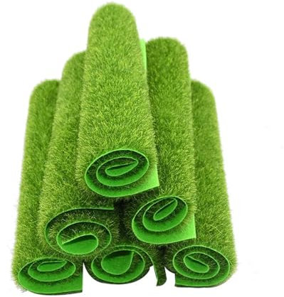QPHRYBMW Kunstrasen 10PCS Künstliche Moos Rasen Rasen Grün Pflanzen DIY Micro Landschaft Dekoration Gefälschte Gras Rasen for Home Mini Garten Boden Zubehör Kunstrasen Outdoor(15x15cm)