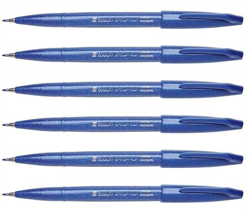 Pentel SES15 Brush Sign Pen pennarello punta fibra flessibile colori fluo 6 pz