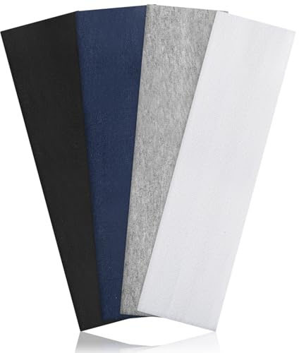 4 Pezzi Fascia Capelli Donna, Elastica Fasce per Capelli Uomo Sport Antiscivolo Fascia per Capelli Unisex per Donne Uomini Yoga Fitness Corsa Allenamento (Nero,Grigio,Bianco,Blu Scuro)