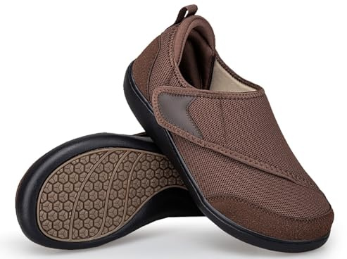 Pantofole per Diabetici Extra Larghe Donna Scarpe per Ortopediche Riabilitazione Terapeutiche Passeggio per Anziani Piedi Gonfi Marrone 40