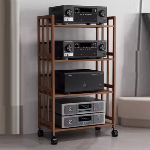 Plattenspieler-Ständer, 2/3/4/5-stufiger Medienständer/Audio-Stereo-Rack, robuste moderne Lautsprecherhalterung, Audio-Rack-Ständerturm/Schrank mit verstellbaren Regalen(Color2,4 Tier/55cm(21.7inch) l