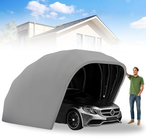 Heavy Duty Carport, Semi-Automatic Retractable Garage, Stainless Steel Folding Car Port, Portable Outdoor Car Tent, for Parking Lot, Yard, Garden, Grey, All Weather Proof, 5.5 * 2.5 * 2.3m