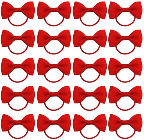 LilaLemon 20Pcs Royal Red Hair Accessories,Girls Kids Band Bobbles Bows, School Bands Bow for Womens Lass,Red Ribbon Children's Clips Hairbands Holder Set, Braids Elastics Elastic