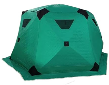 Campingtält ， 4-personers vinterisolerat bärbart tält utomhuscamping vandring isfiske och bastuaktiviteter isfiskeskydd(Glowing Green)