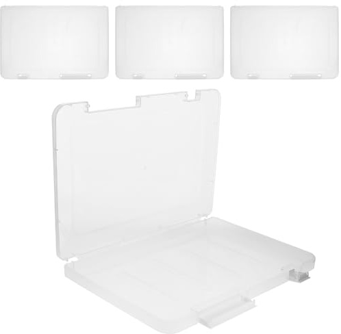 BESPORTBLE Set 4 Scatole Portadocumenti A4 in Plastica Trasparente Coperchio Organizer per Carta e Raccoglitori Resistente a Deformazioni per Casa Ufficio e Scrapbooking