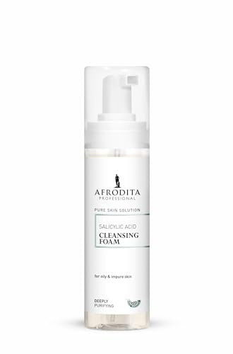 Afrodita Professional salicylsyra rengöringsskum för ansiktet – klargörande ansiktsrengöring med tetreeolja för fet oren hud, BHA Face Wash för pordjup rengöring, 200 ml