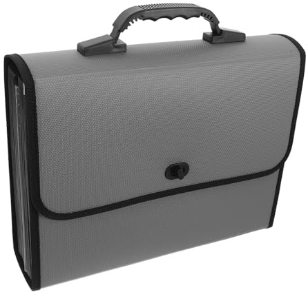 Alipis Organizador de Archivos Tipo Acordeón A4 con 26 Bolsillos Carpeta Multicapa Portátil de Plástico Gris con Asa para Oficina Escuela y Clasificación Rápida de Documentos