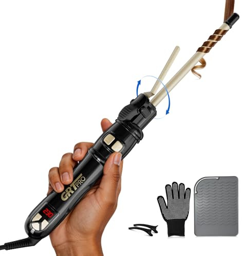 Rizador De Pelo Automático 9mm – Tenacillas Para Rizar El Pelo Profesional Para Rizos Pequeños Con 14 Niveles De Calor (100-230 °C), Pantalla LED, Calentamiento Rápido De 30s, Apagado Automático