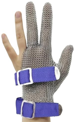 CUDTAPI 1 Pezzo Guanti da Macellaio in Rete Protezione e Mani Guanti da Lavoro Resistenti alle coltellate Guanti di Sicurezza antitaglio Guanti di Protezione in Acciaio Inossidabile(L)