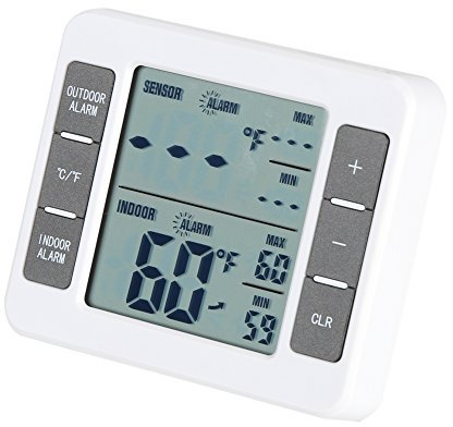 Termómetro De Congelador De Frigorífico Digital Lcd Digital Inalámbrico Interior/Exterior Con Gran Gráfico De Cristal (Con Alarma Sonora