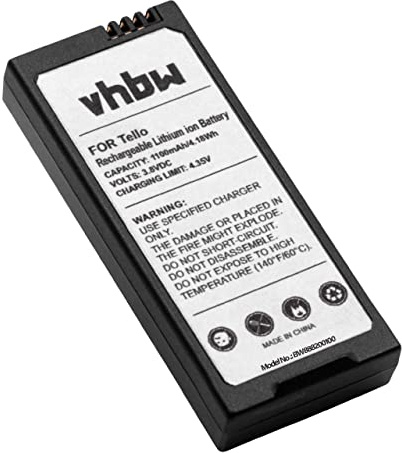 vhbw batteri kompatibel med DJI Ryze Tello Flight drönare Multicopter Quadrocopter (1 100 mAh, 3,8 V, Li-Ion)