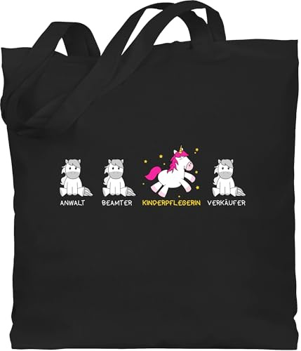 Baumwolltasche - Beruf und Job Geschenke - Kinderpflegerin Einhorn - Unisize - Schwarz - beutel kollegen geschenk arbeit weihnachten erzieherin beuteltasche sind wie einhörner jute jutebeutel