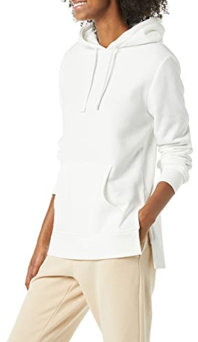 Amazon Essentials Women's Fleece Hooded Tunic Sweatshirt, Ivory, Medium