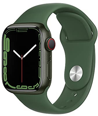 Apple Watch Series 7 (GPS + Cellular, 41mm) - Green Aluminium Case with Clover Sport Band - Regular (Renewed)