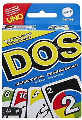 Mattel Games Juego de Cartas Dos Segunda Edición Juego de Mesa Familiar de UNO +7 años (Mattel HNN01)