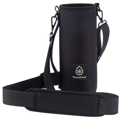 Thermoflask Wine Bottle Ice Jacket - Wine Bottle Holder with Adjustable Buckle & Strap - Temp-Lock Wine Carrier - Wine Carrier for Travel - Wine Accessory for Brunch, Christmas, Parties & More - Grey