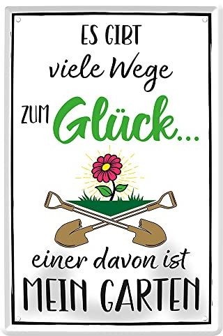 Metallschild mit witzigem Spruch für Garten-Meister und Meisterinnen | Retro Deko Schild für Balkon Terrasse Gartenhaus Laube Hobbykeller Geräteschuppen | 20x30cm