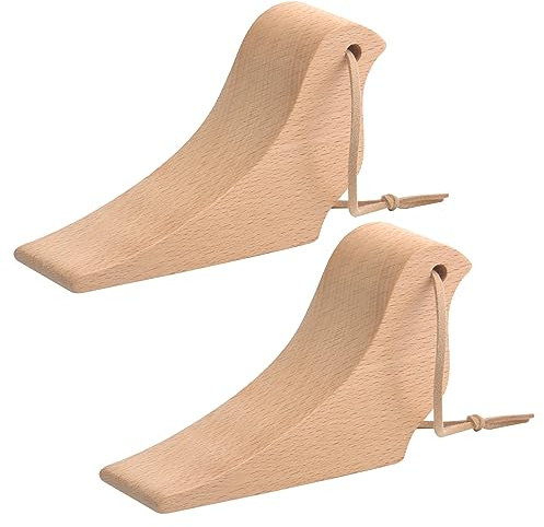 DAWRIS 2 Stück Buche Türstopper für den Boden, stärkste Türstopper, rutschfest, Vogelform, Türstopper mit Umhängeband, Holztürkeil für alle Böden und Arten von Türen