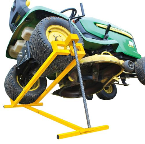 VOUNOT® Ride on Mower Jack Lift, Telescopic Maintenance Jack for Lawn mowers and Garden Tractors, Weight Capacity 400kg, Yellow