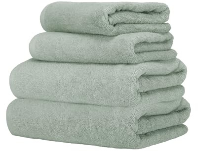Ruggeri Set 4 Toallas, 2 Lavabo + 2 Tocador, Algodón, Salvia