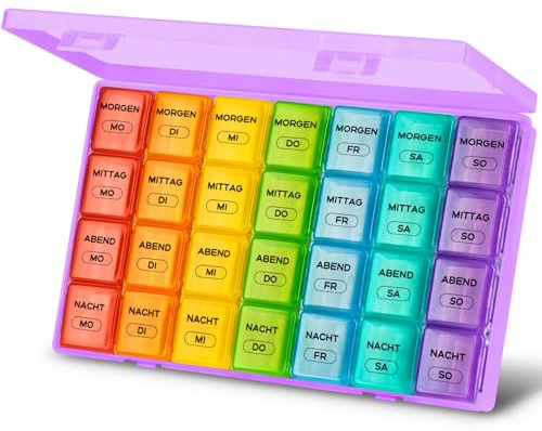 XL Large Weekly Pill Organizer 4 Times a Day, 7-Day Pill Boxes and Organizer AM PM, Big Compartments Pill Case, Monthly Medication Organizer 28 Days Dispenser for Fish Oils