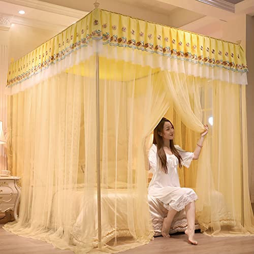SZITW King-Himmelbett-Vorhänge– 4 Eckpfosten Queen-Himmelbett-Dekorrahmen-Bettzelte für Schlafzimmer für Erwachsene und Kinderzimmer