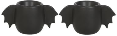 Horror-Shop Schwarze Gothic Eierbecher mit Fledermaus Flügeln 2 Stück als Set