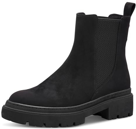 MARCO TOZZI Damen Chelsea Boots zum Schlupfen mit Plateau, Schwarz (Black), 42 EU