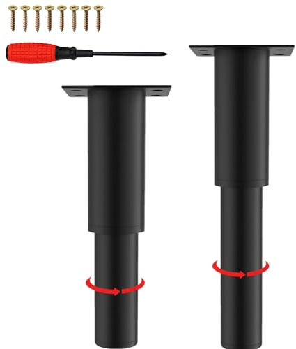 EURXLQ 2 Gambe per Tavolo Piedini Regolabili,Gambe per Mobili Regolabili in Altezza,Gambe Tavolo,Piedi per Mobili,Gambe per Mobili per Mobili,Tavolo,Divano,Letto (Nero, 8-12 cm)