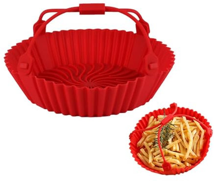 Chaies Pentola in silicone per friggitrice ad aria calda | per friggitrice ad aria rotonda in silicone per friggitrice ad aria calda, forno e microonde