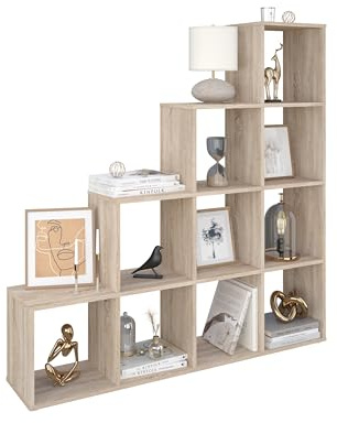 AT4 Regal Cubic Raumteiler - Eiche: Langlebiges Melaminholz, viel Stauraum, einfache Montage - modernes Design