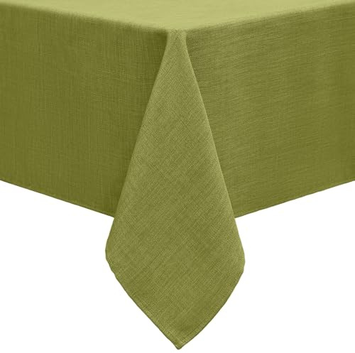 smiry Leinenoptik Tischdecke Abwaschbar Lotuseffekt Eckig 100 x 140 cm Tischtuch Leinendecke Wasserabweisend Tafeldecke Tischwäsche Fleckschutz, Grün