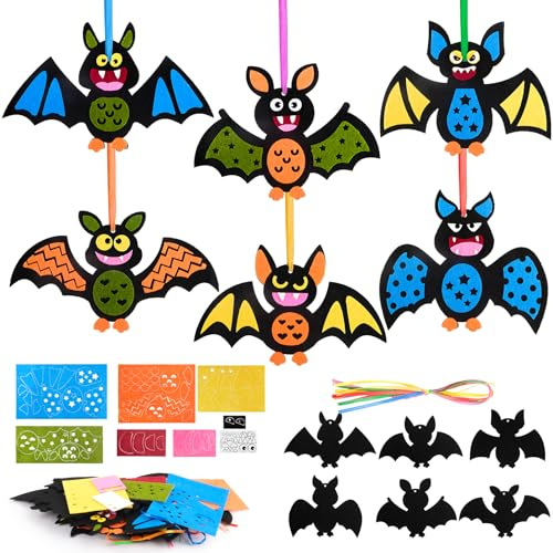 WuGU Fledermaus Bastelset für Kinder, Moosgummi Mix Kreative Kunsthandwerk, Saisonale Kreativsets und Halloween Basteln zum Dekorieren