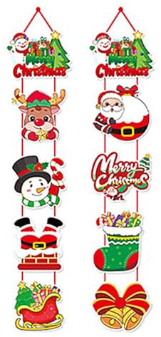 Mumuve Türhänger mit Weihnachtsmotiv und Schneemann, Weihnachtsmann und Schneemann, Dekoration für Feiertage, Partys
