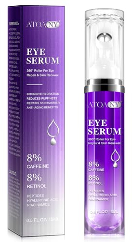 Sérum Para Ojos De Cafeína Retinol Ácido Hialurónico Niacinamida Péptidos para Bolsas de Ojos Ojeras Arrugas y Lineas Finas, Anti Envejecimiento, contorno de ojos roll on remescar bolsas y ojeras 15ml