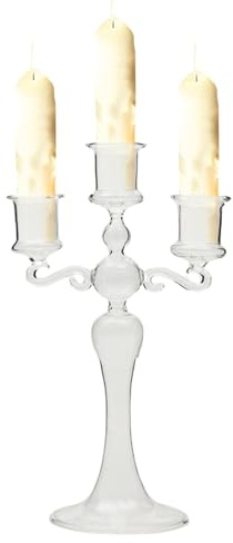 Glaskandelaber 3-armig – Dreiarmiger Kristall-Kerzenhalter | Dekorativer Kerzenständer Aus Glas, 3 Zweige, Transparenter Kandelaber-Kerzenhalter, Esstischdekoration Für Heimdekoration, Hochzeitsfeiern