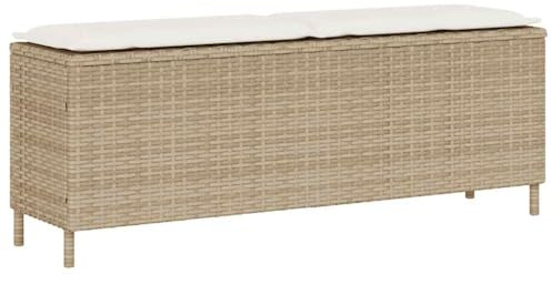 vidaXL Gartenbank mit Kissen Beige 110x30x40,5 cm Poly Rattan