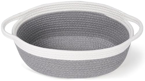 Cesta Almacenamiento Trenzada, Cesta Cuerda Algodón Tejida, Cesta Almacenamiento para Bebés Pañales, Toallas, Snacks, Juguetes Perros, Hogar y Viajes, Gris