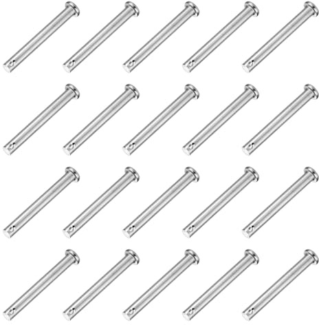 QUARKZMAN 20 Stück Steckbolzen M6 x 50mm Einloch Splintbolzen, 304 Edelstahl Flachkopf Anhängersplintbolzen für Mechanikerreparatur, Möbelinstallation, Industrieausrüstung